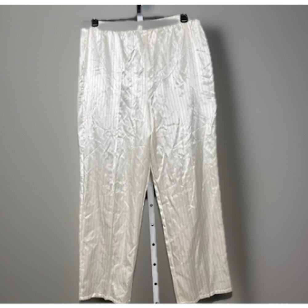 Vintage NOS Amanda Stewart Satin Pajama Set Large Ivory Striped Sears NWT 90s - Picture 7 of 9